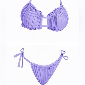 Lavender Ruffle Tie-Side String Bikini Set – Sassy & Adjustable | SIZE SMALL